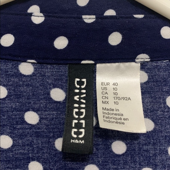 H&M Divided Navy Polka Dot Blouse | Size 10 - Picture 2 of 6